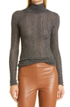 Rag & Bone Lexi Semisheer Cotton Blend Rib Turtleneck Top In Black
