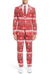 Opposuits 'winter Wonderland' Trim Fit Two-piece Suit With Tie In Dark Red