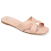Journee Collection Taleesa Womens Faux Leather Padded Insole Slide Sandals In Blush