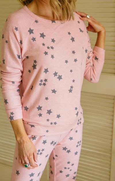 Pj Salvage Peachy Party Long Sleeve Tee In Blush In Gold