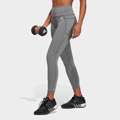 Adidas Originals Women's Adidas Optime Stash Pocket Training 7/8 Leggings (plus Size) In Grey