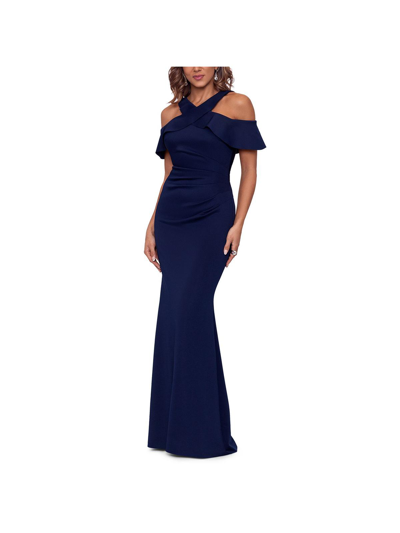 Xscape Womens Halter Off-the Shoulder Evening Dress In Multi