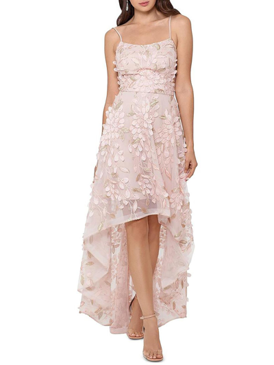 Xscape Womens Floral Metallic Evening Dress In Pink