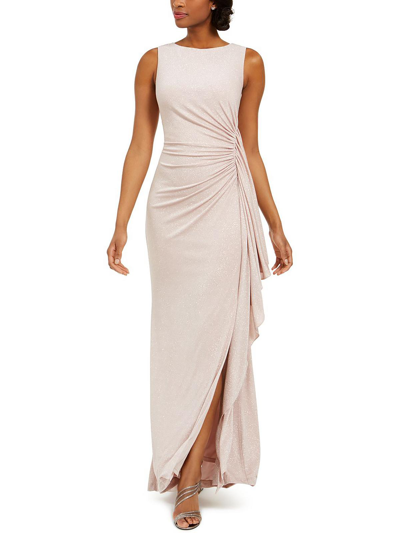 Vince Camuto Womens Ruched Maxi Evening Dress In Gold