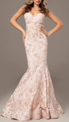 Jovani Evening Mermaid Dress In Blush In Gold