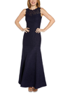 ADRIANNA PAPELL WOMENS LACE MAXI EVENING DRESS