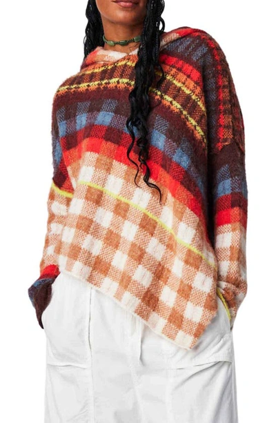 Free People Ainsley Wool-blend Poncho In Apple Cider Combo