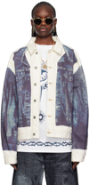 Jean Paul Gaultier Printed Denim Jacket In Blue