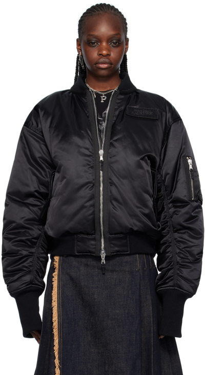 JEAN PAUL GAULTIER BLACK PATCH BOMBER JACKET