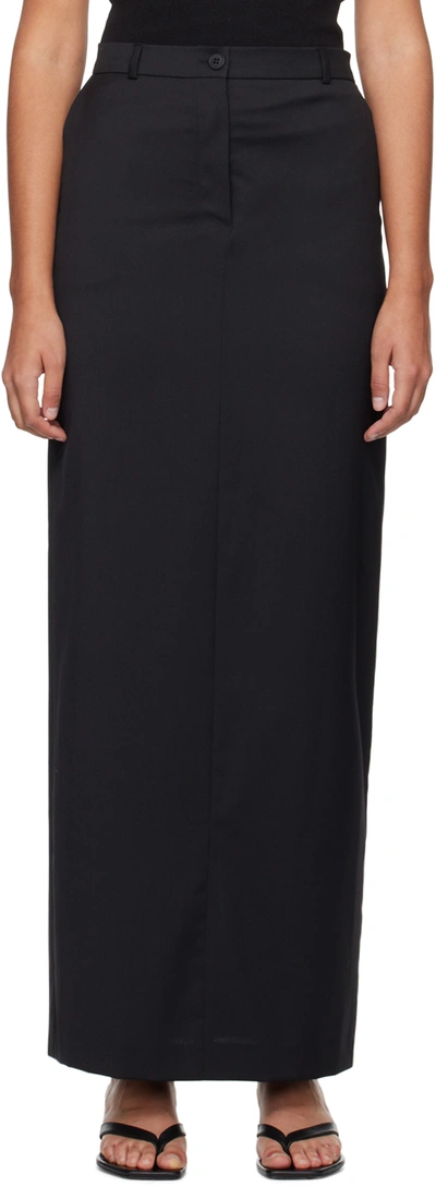 Olenich Black Fitted Maxi Skirt