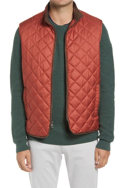 Peter Millar Essex Fleece-trimmed Quilted Padded Shell Gilet In Burnt Orange