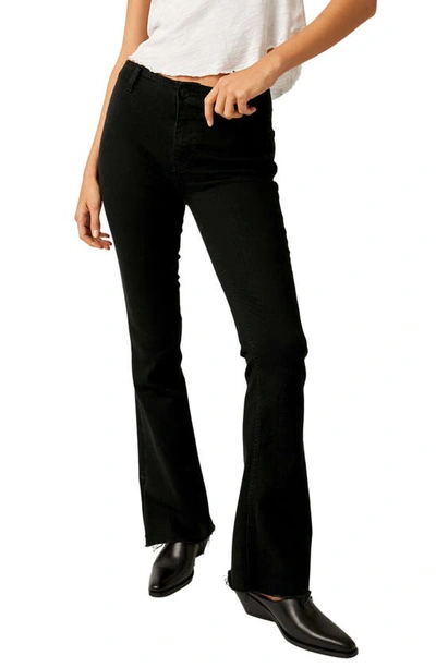 Free People Level Up Side Slit Bootcut Jeans In Pitch Black