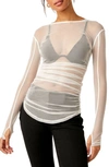 Free People Last Layer Long Sleeve Blouse In Ivory In Multi