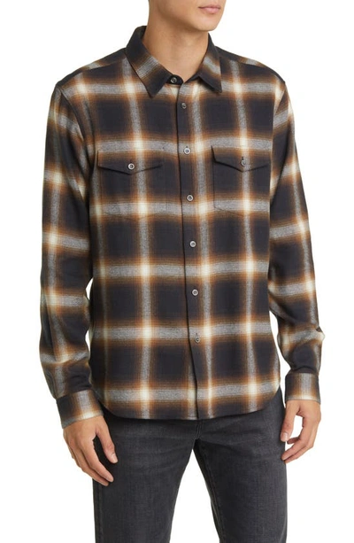 FRAME PLAID BRUSHED COTTON BUTTON-UP SHIRT