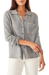 Faherty Clous Cashmere Button-up Sweater Shirt In Heather Grey