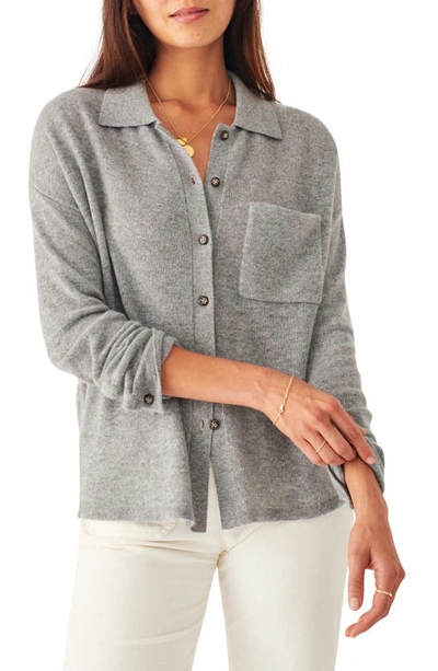 Faherty Clous Cashmere Button-up Sweater Shirt In Heather Grey