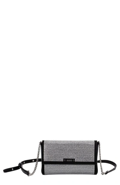 Hugo Boss Suede Mini Bag With Crystal Embellishments In Black