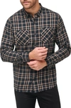 Travismathew Cloud Plaid Flannel Button-up Shirt In Black/ Portabella