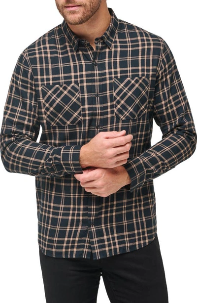 Travismathew Cloud Plaid Flannel Button-up Shirt In Black/ Portabella
