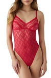 B.tempt'd By Wacoal Lace Kiss Bodysuit In Crimson Red