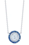 KWIAT DIAMOND & SAPPHIRE HALO PENDANT NECKLACE