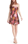 SACHIN & BABI ALANNA FLORAL STRAPLESS COCKTAIL MINIDRESS