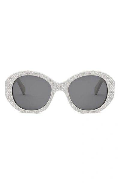Celine Embellished Acetate Round Sunglasses In Ivory Smoke