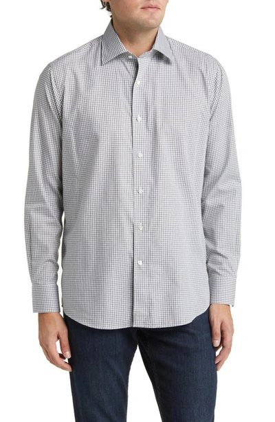 Peter Millar Crown Crafted Francis Gingham Plaid Cotton Button-up Shirt In Loden
