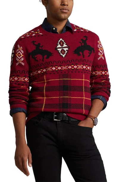 Polo Ralph Lauren Fair Isle-knit Wool-blend Jumper In Red