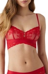 B.tempt'd By Wacoal Opening Act Lace & Mesh Bralette In Haute Red