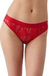 B.tempt'd By Wacoal Opening Act Lace & Mesh Cheeky Briefs In Haute Red