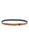 Valentino Garavani Vlogo Buckle Reversible Leather Belt In Brown