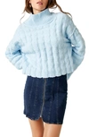 Free People Women's Care Fp Soul Searcher Mock Turtleneck Crop Sweater In Blue