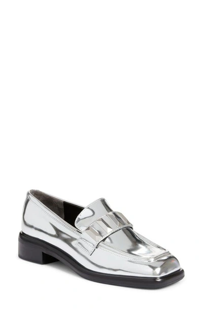 Rag & Bone Maxwell Metallic Stud Slip-on Loafers In Silver