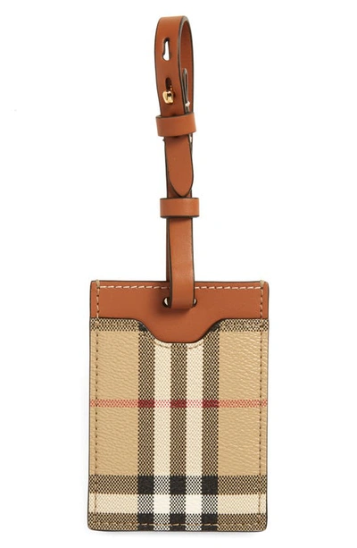 Burberry Archive Check Luggage Tag In Archive Beige