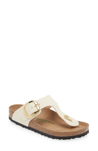 Birkenstock Gizeh Big Buckle Canvas Sandal In Ecru Nubuck