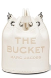 Marc Jacobs The Leather Bucket Bag In Cotton/ Silver