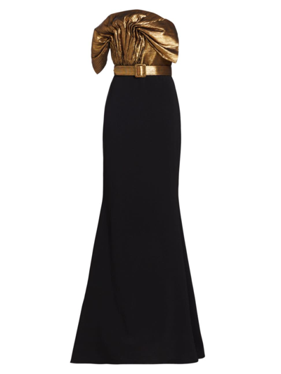 bronx and banco black mini dress Badgley Mischka Women's Sunburst Pleated Long Sleeved Gown - Green - Size 4 main image 0