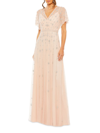 Mac Duggal Women's Crystal-embellished Flutter-sleeve A-line Gown In Rose