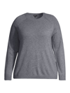 Minnie Rose, Plus Size Women's Plus Size Shrunken Cashmere Crewneck Sweater In Grey Shadow