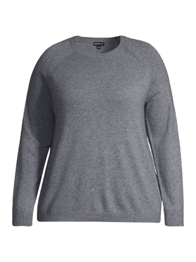 Minnie Rose, Plus Size Women's Plus Size Shrunken Cashmere Crewneck Jumper In Grey Shadow