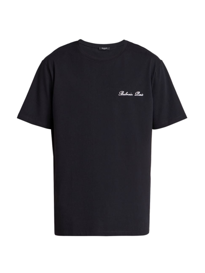 Balmain Logo-embroidered Coton T-shirt In Black