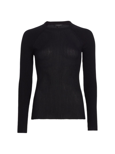 Rag & Bone Women's Dorit Rib-knit Wool-blend Crewneck Jumper In Black