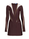 Mugler Women's Sport Mesh Inset Minidress In Dark Raisin