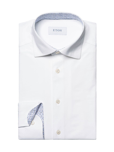 Eton Men's Slim-fit Solid Geometric Four-way Stretch Shirt In White