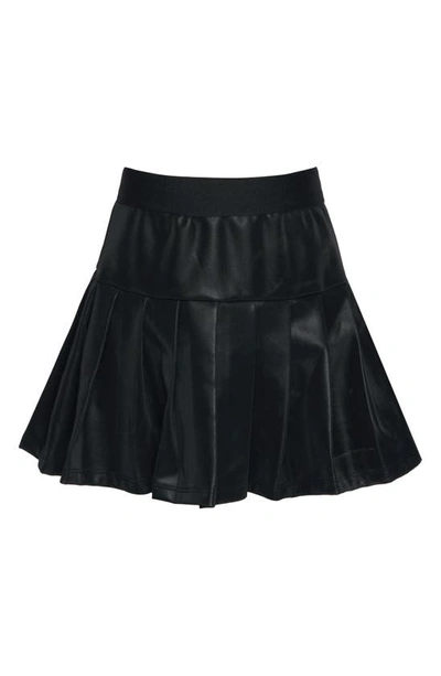Truly Me Kids' Pleated Faux Leather Skirt In Black