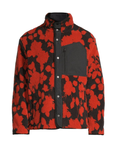 Closed Graphic-print Teddy Jacket In Ember Red