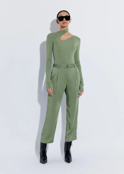 Lapointe Satin Belted Cropped Pant In 14