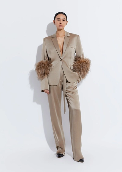 Lapointe Satin Blazer With Feathers In 12
