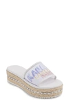 KARL LAGERFELD KAMARA EMBROIDERED PLATFORM SLIDE SANDAL